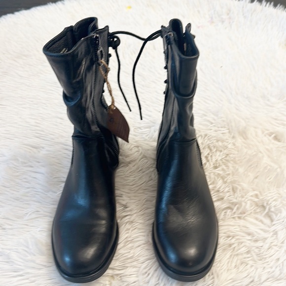 NEW $190 SOFFT Sharnell Black Leather Slouch Lace up low heel boots women size 6 - Picture 4 of 8